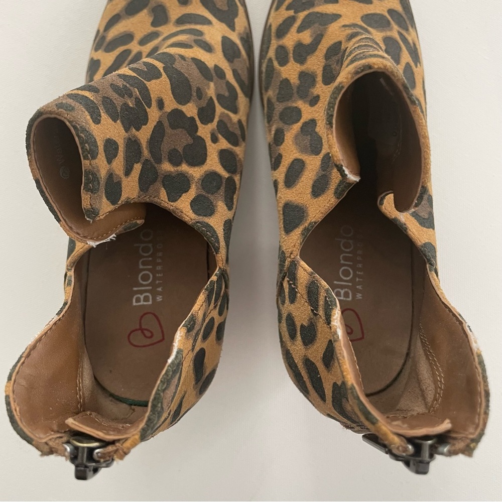 Blondo De Na Leopard Print Waterproof Leather Ankle Booties Heel Women’s 6.5 - Picture 4 of 9
